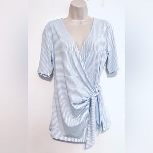 Land’s end front cross striped top